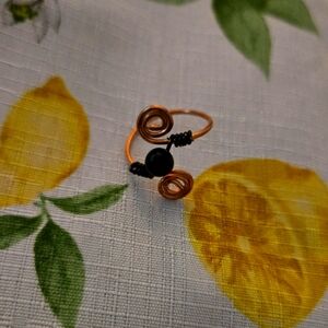 Handmade Copper and Black Tourmaline Wire Wrapped Ring